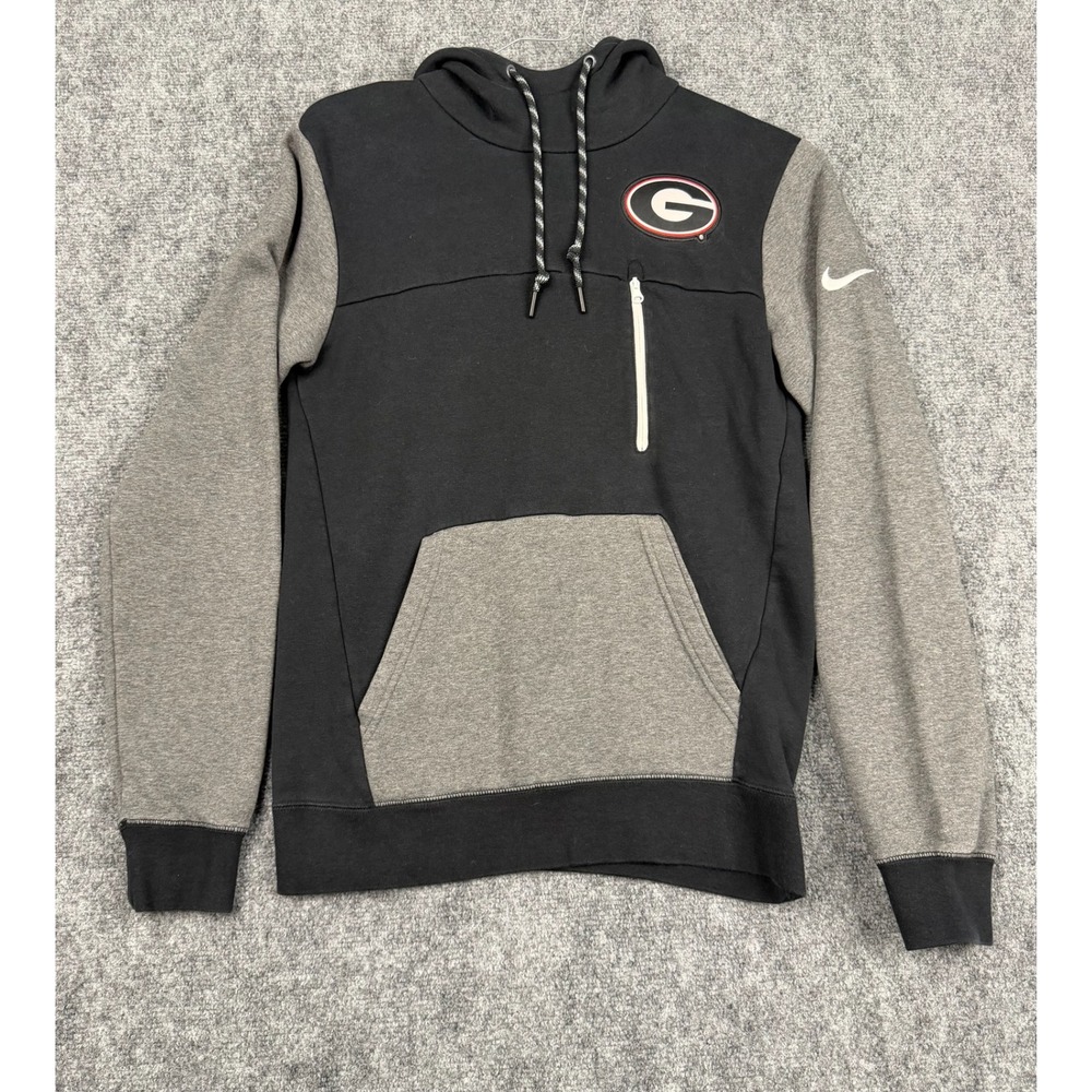Nike Georgia Bulldogs Hoodie Mens Small Black Grey Colorblock NCAA Sweatshirt